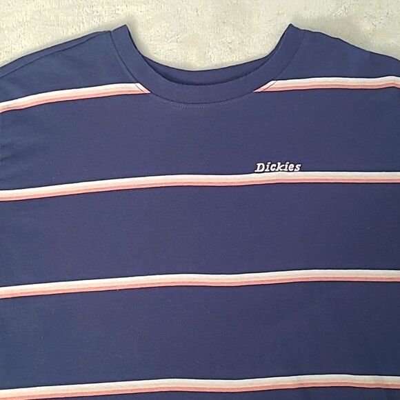 Dickies Women's Medium Boxy Crew Neck Short Sleeve Horizontal Stripe Streetwear - Picture 6 of 12